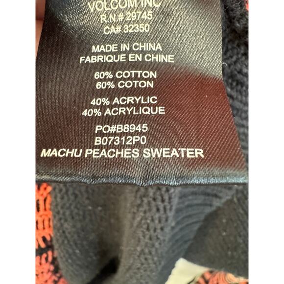 Valcom Black Peach White Geometric Striped Sweater Women’s Medium - Picture 4 of 4